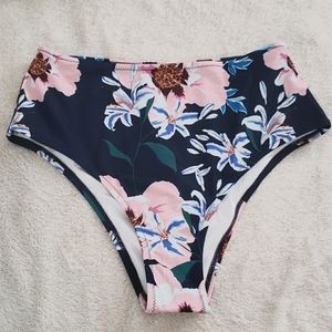 Cupshe Blue Floral High Waited Bikini